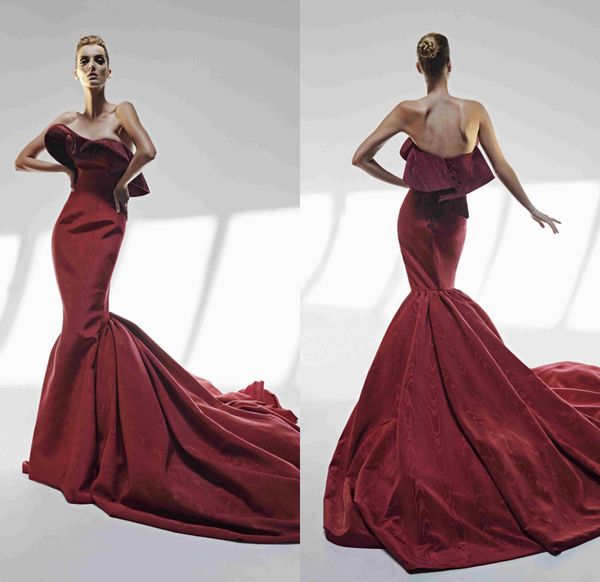 

2020 azzi & osta mermaid prom dresses satin sweetheart court train gorgeous evening dress custom made red robes de soirée, Black