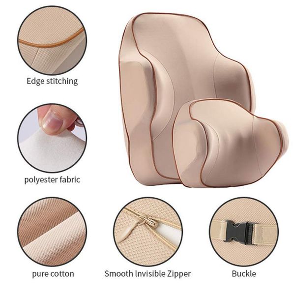 

balight car pillow seat headrest cushion ergonomic lumbar spine support cushion breathable memory cotton