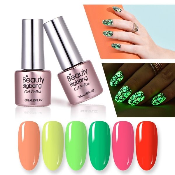 

beautybigbang fluorescent neon nail gel polish green color nail art poly gel polish noctilucent vernis ongle glow in dark