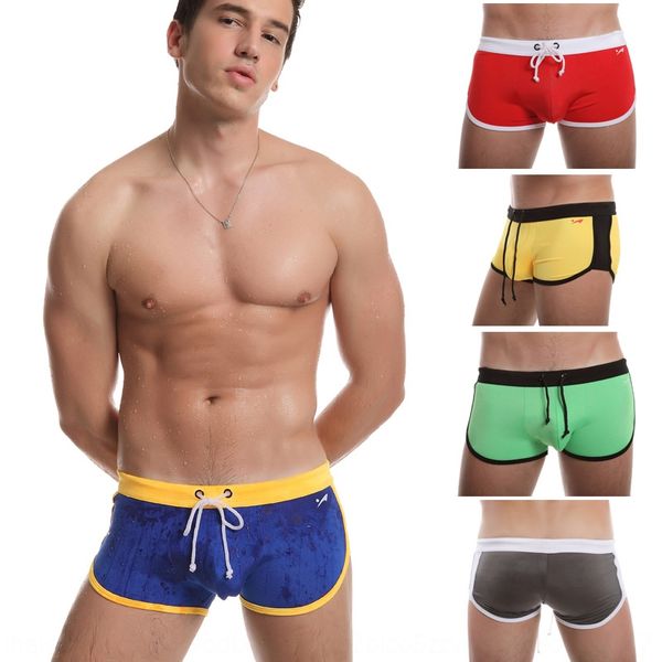

boxer trunks color matching men's swimming trunks elastic quick-drying men's swimming shorts, Black;white