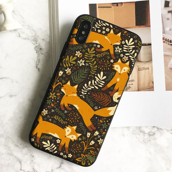 

coque luxury fox leaves art еол дл елеона iphone 11 pro xs max xr 8 7 6s plus 5 se case мгкий еѬнй иликон