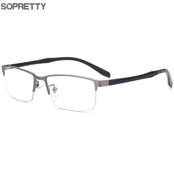 

ultra-light titanium alloy business men's optical glasses frames ,tr90 temples semi frame prescription myopia eyeglass frame 204, Black