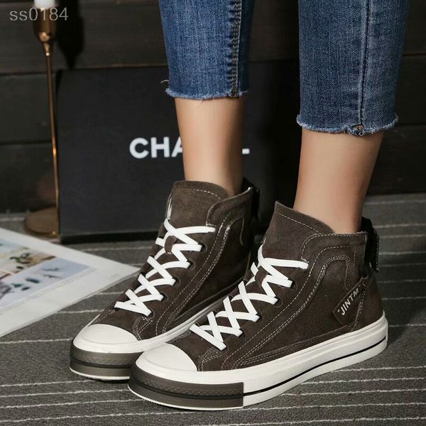 

leisure autumn and winter high-shoes women's wild basic korean flat student leather casual boots tide factory direct sales, Black