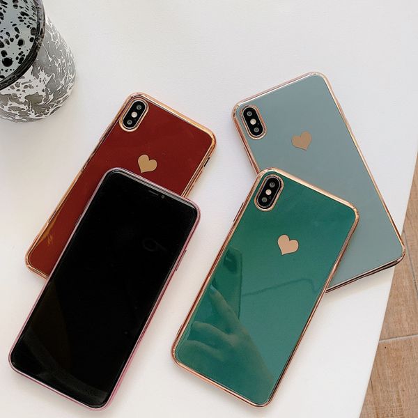 

гальванические love heart phone case для iphone 11 pro max xr xs x 7 8 plus противоударный защитная задняя крышка для iphone бесплатная дост