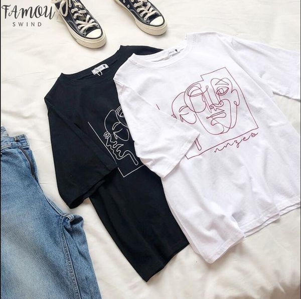 

темперамент аннотация печать лето сыпучие комфортная шею с коротким рукавом футболка drop доставка хорошее качество, White