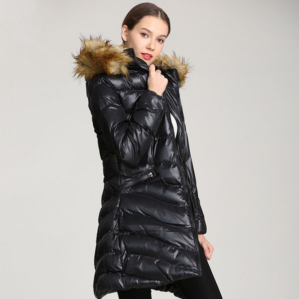 

liva girl 2019 women down jacket warm coat and jacket long winter outerwear for women 's, Black