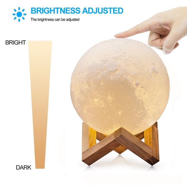 

luna moon lamp night light 3d printed lunar moonlight lamp led dimmable touch bedside table desk lamp decor for home