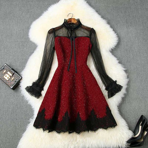 

весна 2020 новое превосходное качество мини сексуальное платье xl женщины принцесса полный рукав вечернее платье экран шить знаменитости пла, Black;gray