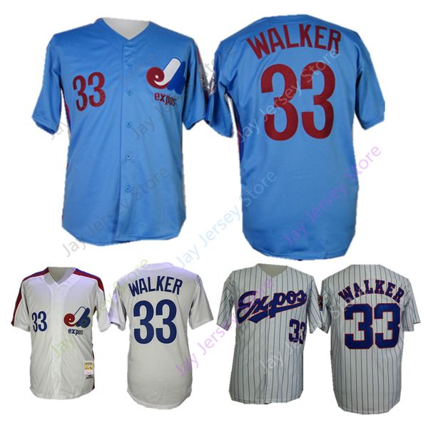 

Montreal Expos 33 Larry Walker Jersey All Stitched Home Away Blue White MN Cooperstown Men Size M L XL 2XL 3XL