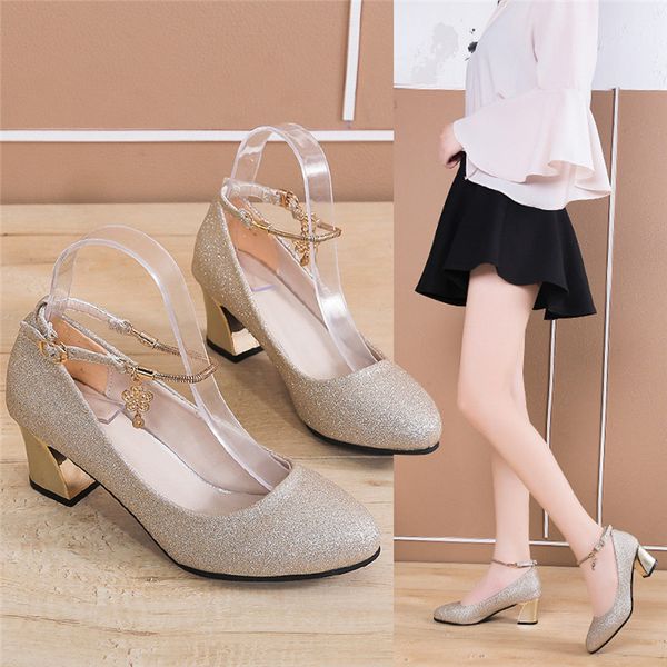 

fashion causal shoes woman solid round toe chunky heels wedding work women's pumps shoes high heels female 2019 new d3, Black