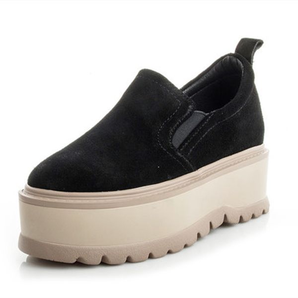 

current2019 increase within autumn shoes le fuxie women's singles shoe white thick muffin bottom canvas woman a hugh, Black