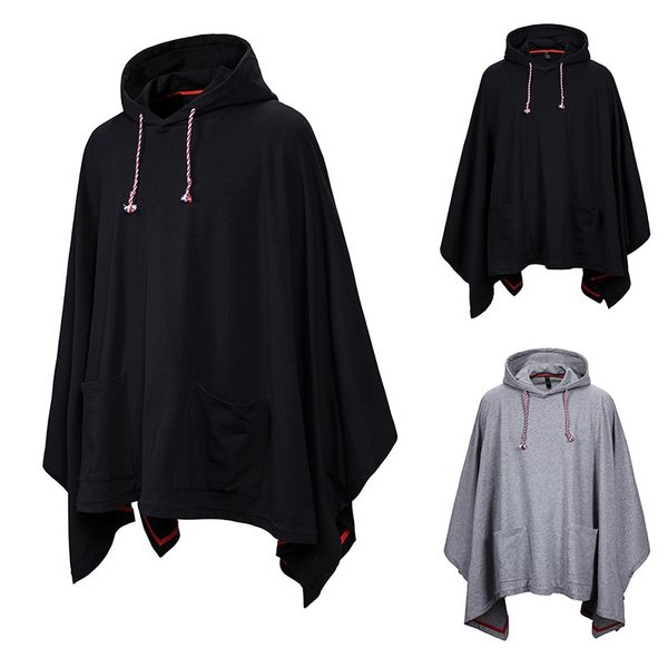 

assassins creed толстовка dark сыпучей толстовка мужчина cape пальто с большим карманом mens платья толстовкой, Black