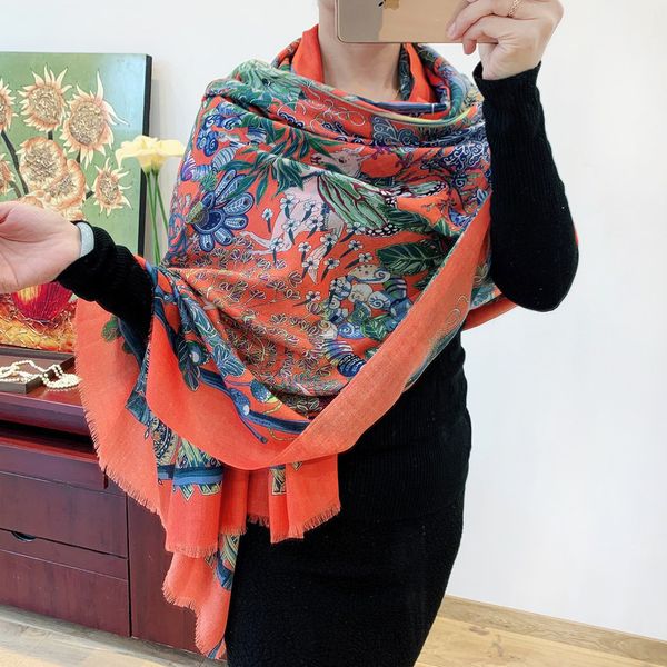 

2020 forest myth 300 branch super fine pure cashmere shawl long money scarf female winter thin batch, Blue;gray