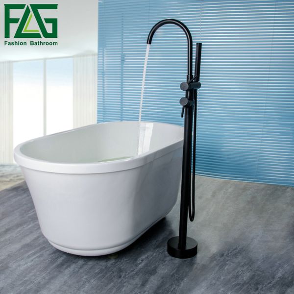 

flg floor mount bathtub faucet solid brass shower set bathroom mixer 2 function orb bath mixer tap hs117-77b