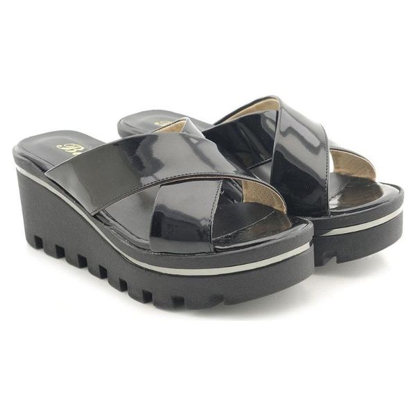 

bien cross band wedges female slippers bien, Black