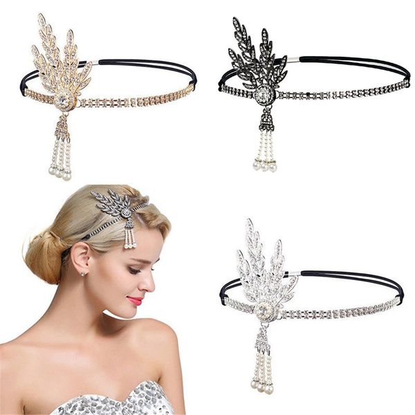 

women headband pearl pendant charleston party bridal headpiece lady headwear fashion hair accessories jewelry dropshipping