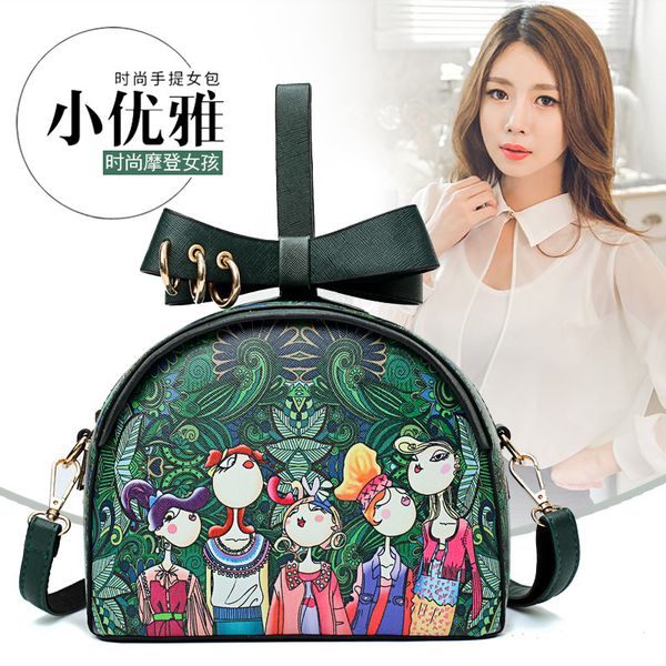 

женская сумка 2020 новая сумка на плечо искусственная кожа печатная оболочка этнический стиль лук плечо портативный диагональ