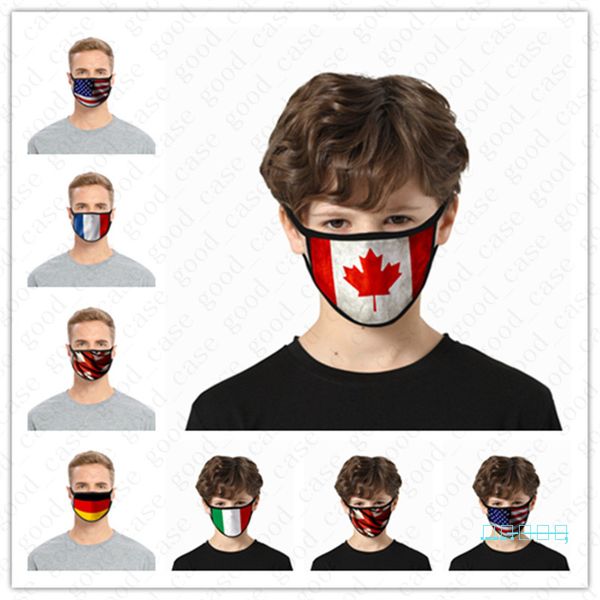 

3d american national flag cartoon printed face masks washable outdoor ultraviolet-proof dustproof mouth-muffle adults kids mask d5711, Blue