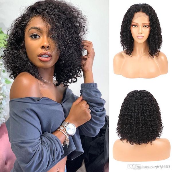 

curly human hair wig peruvian bob wig lace front human hair wigs for black women pre plucked with baby hair pemy lace wig, Black;brown