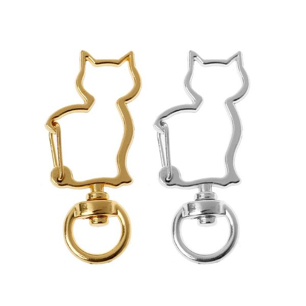 

10pcs cat metal swivel clasps lobster snap clasp hook keychain jewelry making, Silver