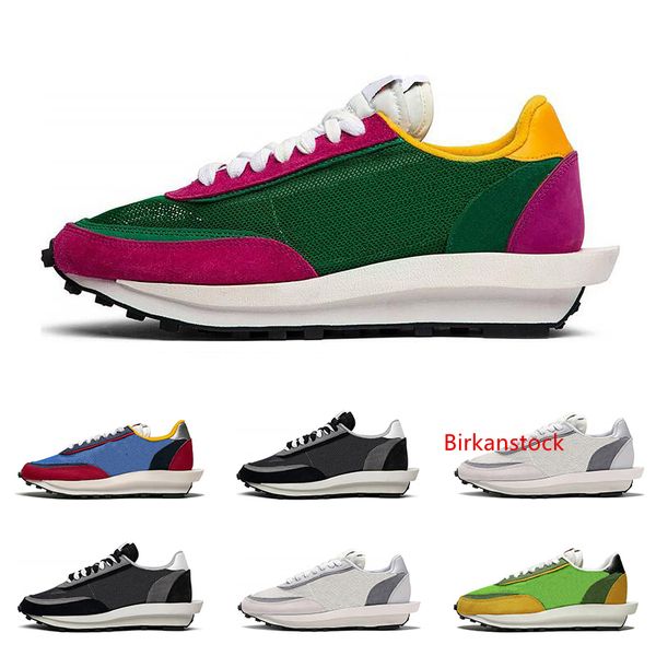 

sacai ldv waffle running shoes for men women black white grey pine green gusto varsity blue mens trainers fashion sports sneakers
