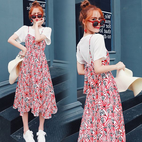 

maternity dresses 9280# t shirt + dress floral loose stylish short sleeves for pregnant women mom, White