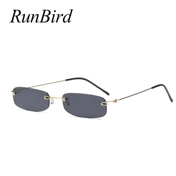 

runbird narrow sunglasses men rimless summer 2020 red blue black rectangular sun glasses for women small face selling 1534r, White;black