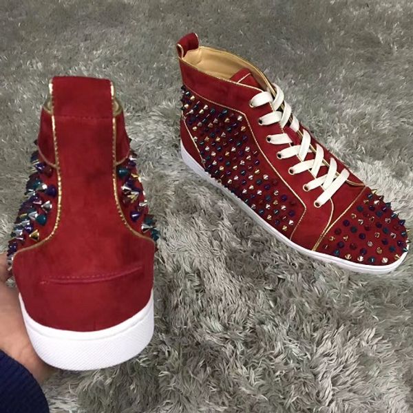 

french-design spikes red bottom sneakers shoes women,men casual walking rivets party dress casual walking outdoor trainers eu35-47, Black