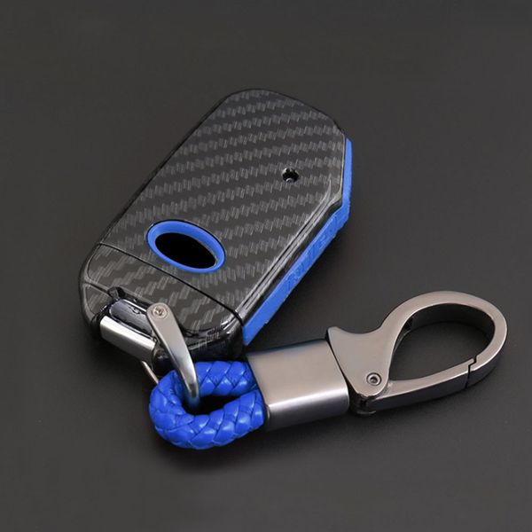

abs carbon fiber shell+silicone cover remote key holder fob case key chain for kia sportage r 2018