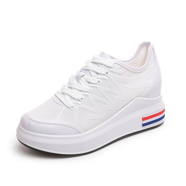 

2019 spring and summer new style elevator women's shoes slanted heel thick bottomed white shoes women's korean-style athletic sh, Black