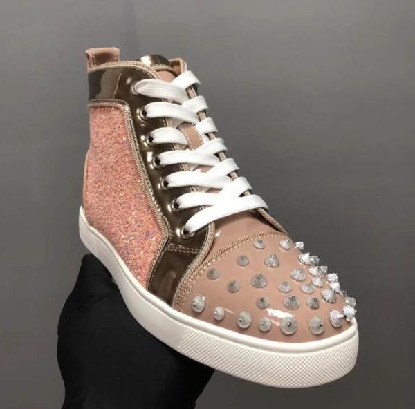 

designer red bottom spikes sneakers shoes women, Black