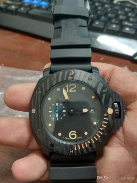 

pannai automatic movement watch men carbotech black dial rubber band ng, Slivery;brown