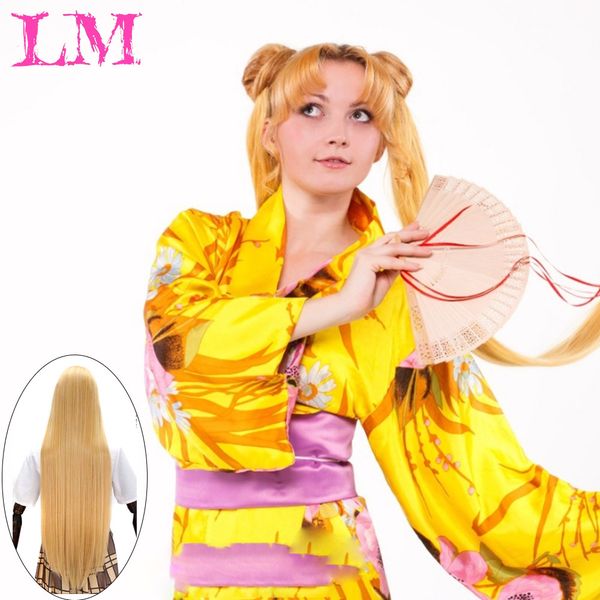 

lm more color cosplay lolita wig for women long afro easy to match anime party ombre blonde synthetic wigs with bangs, Black