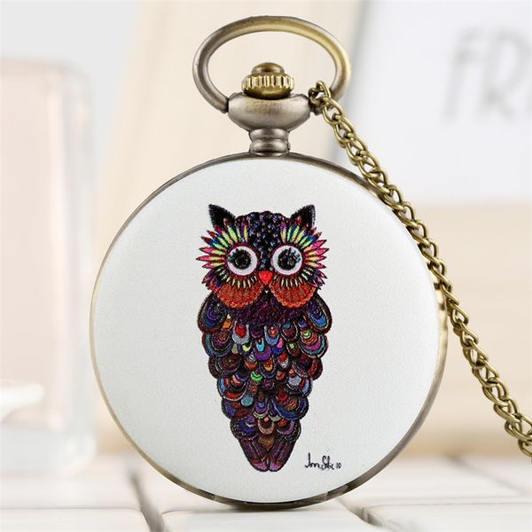 

antique arts owl display quartz pocket watch bronze vintage clock souvenir pendant necklace watch gifts men women with chain, Slivery;golden
