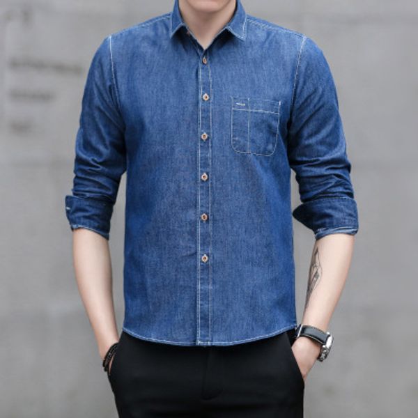

стильная мужская джинсовая рубашка классическая синяя рубашка с длинными рукавами хлопок повседневные рубашки 2018 весенняя брендовая одежда, White;black