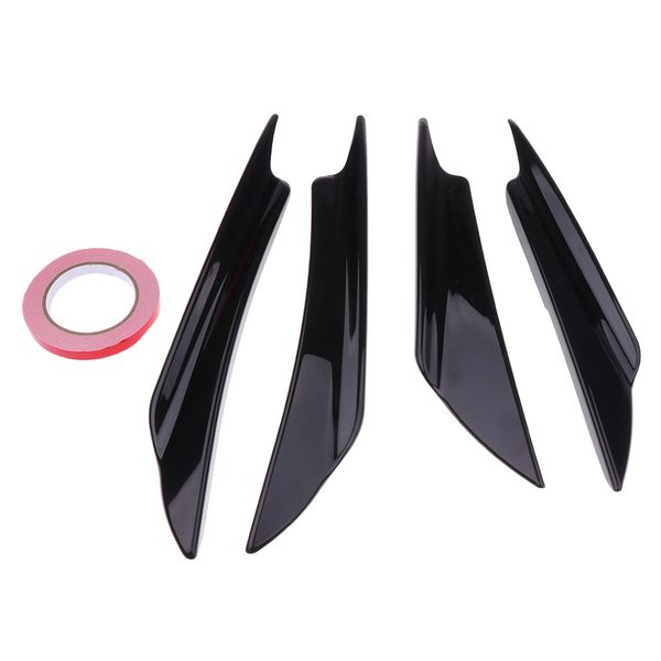 

4 pieces universal front bumper lip splitter fins spoilers set black