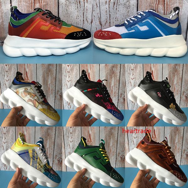 

new italy chain reaction chainz 2.0 gold multi-color luxury designer shoes mens womens floral plaid medusa sneakers chaussures