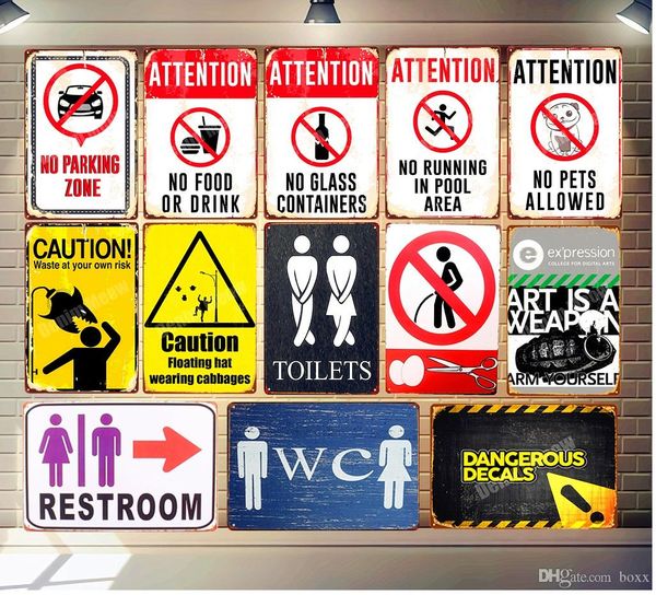 

30x20cm restroom налет внимание урожай металла олово знаки главная бар паб декоративные плиты туалеты стены стикеры wc art poster abox оптом