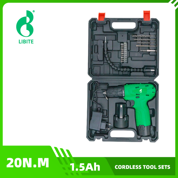 

19pcs libite 12v cordless tool cordless drill electric screwdriver mini wireless power driver dc lithium-ion sets