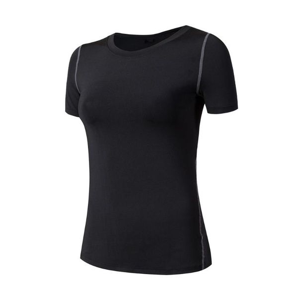 

yuerlian 2003 women fitness running yoga quick drying sports t-shirt elastic clothes breathable short sleeves tights, Black;blue