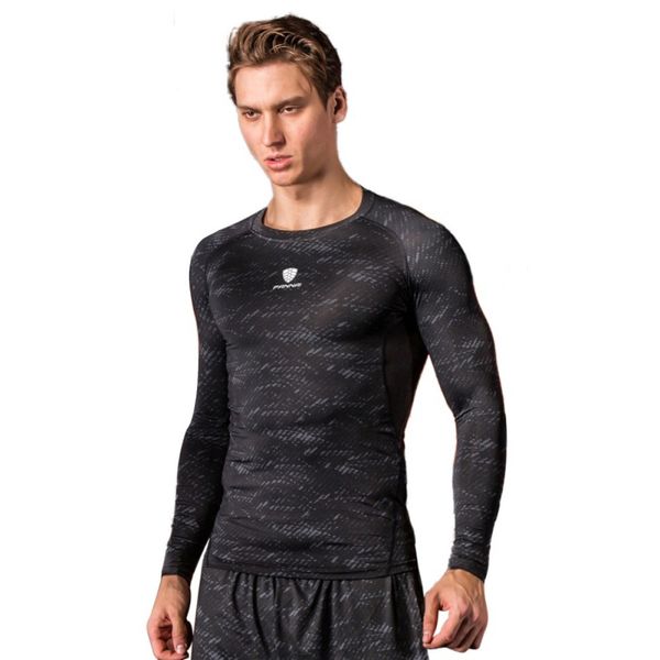 

2020 new fitness compression shirt men bodybuilding long sleeve breathable quick-drying t-shirt shirts, Black;blue