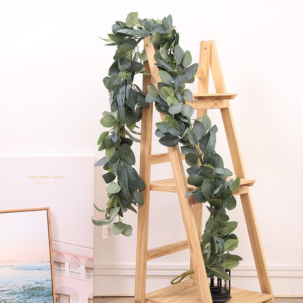 

artificial eucalyptus vines wall decor fake silk eucalyptus rattan greenery ivy wreath wedding decoration artificial plants