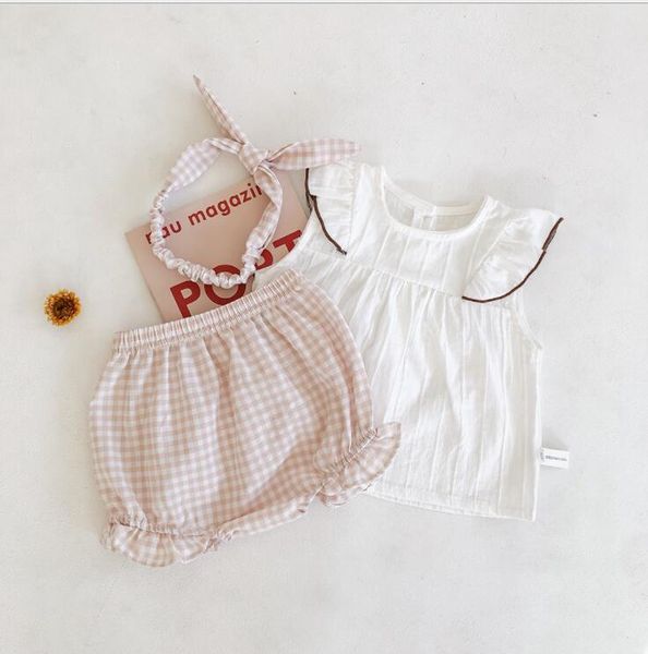 

2020 new baby girls 3 . комплек блђзка + оѬ+лена дл воло лен лопаобђмажна мо, White