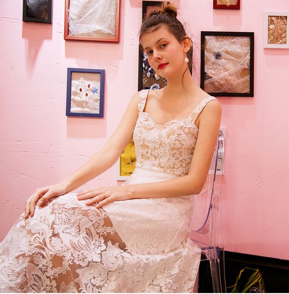 

lace perspective backless mid-length dress white evening dress mid-length mini skirts banquet suspender skirt ladies casual dresses, White;black