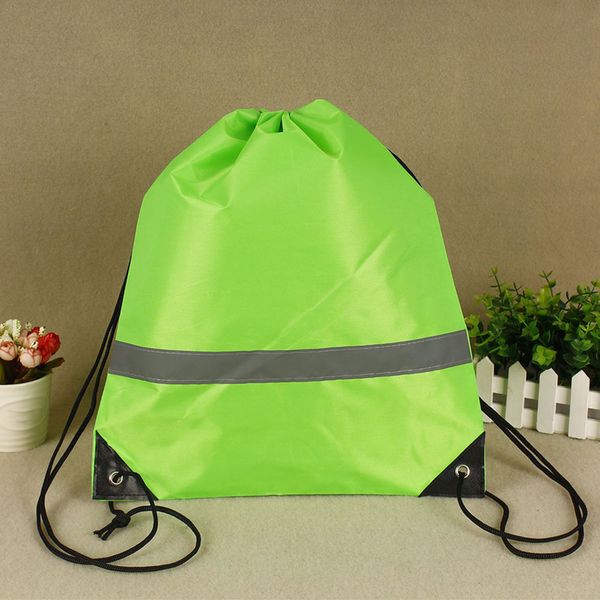 

10 pcs travel students drawstring bags reflective strap gym pouch sport large capacity outdoor school gift storage walking