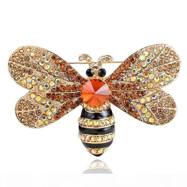

big size crystal bee brooches pins for women mens christmas gift rhinestone animal bee broche sweater scarf suit accessories pins wholesale, Gray