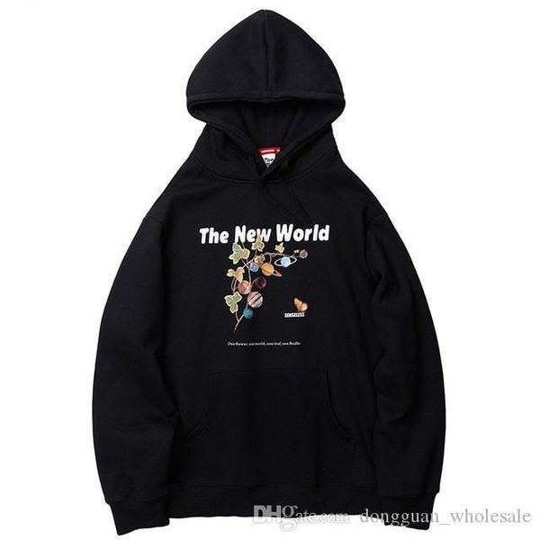 

2019 hip hop hoodie sweatshirt mens streetwear harajuku colorful planet leaves hooded pullover cotton sweatshirt hoodies autumn, Black