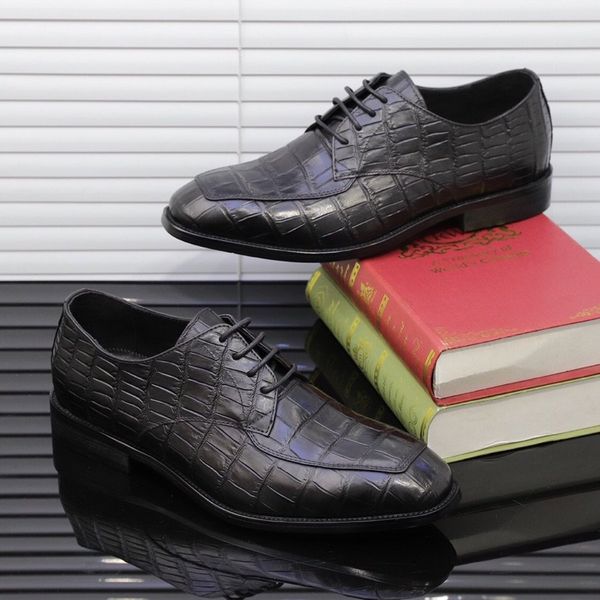 

2020 новые роскошные мужские формальные кожаные ботинки, плюс 38-44 шнурков бизнеса вскользь кожаных ботинки мужских формальных свадеб плоск, Black