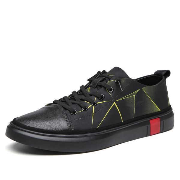 

2020 men genuine leather casual shoes lace up summer cow leather lace-up men flats fashion shoes oxfords male walking, Black
