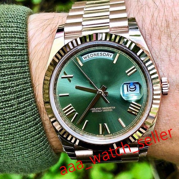 

6 styles mens fashion watches 40mm day-date 228235 118238 228239 everose president bracelet fluted bezel automatic movement wristwatch, Slivery;brown